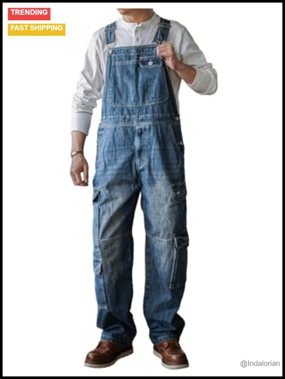 Men's Denim Bib Overalls Cargo Work Coveralls Adjustable Straps